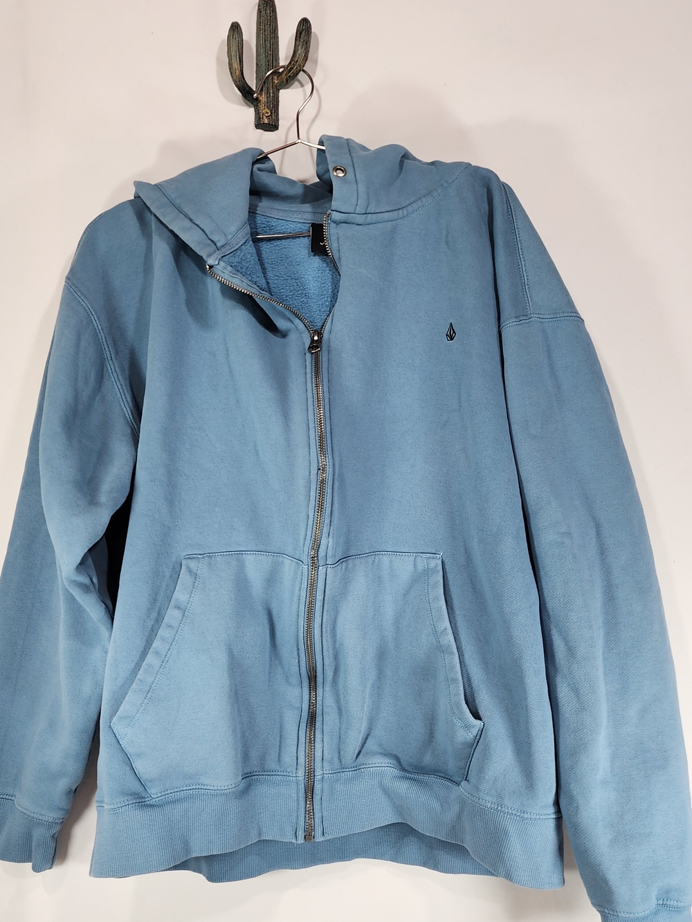 Volcom Men’s Full Zip Hoodie Light Blue Size XL Embroidered Stone Logo